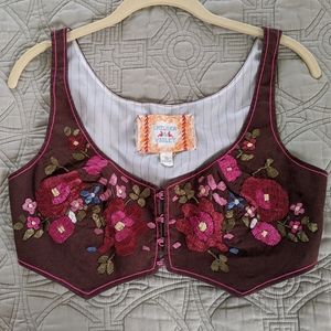 ✌️🌻🌺Boho Hippie Embroidered Crop Vest